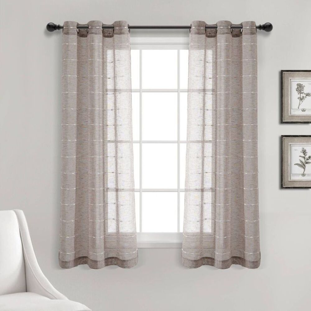 Open Box - Lush Decor - Set of 2 (63"x38") Farmhouse Textured Grommet Shee Brown